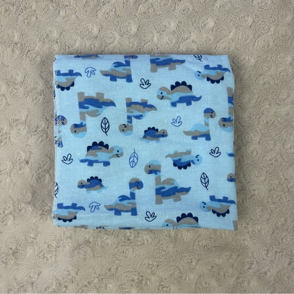 Swiggles Dinosaur Baby Blanket Flannel Receiving Blue Leaf Dino Security Lovey